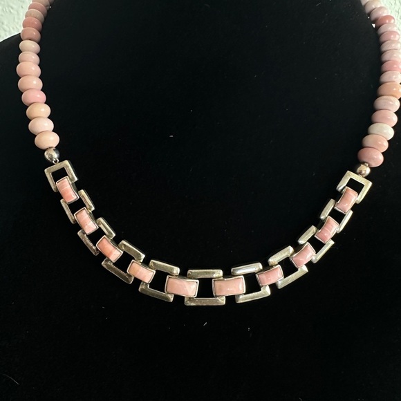Elegant Pink Opal & Sterling Silver Necklace by Jay King - Picture 3 of 9